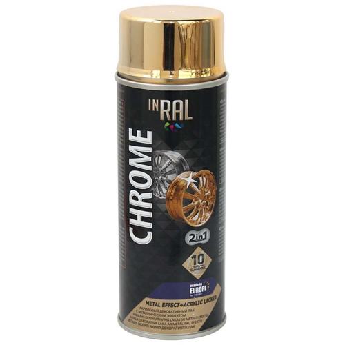 Aerosol acrylic varnish INRAL CHROME 400 ml, gold